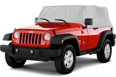 North East Harbor 4-Layer Breathable Cab Car Cover Compatible with 2007-2018 Jeep Wrangler (2-Door) - Breathable Material Sunray Protected and Weather Resistant Storage Cover Grey Cab Cover in Saudi Arabia