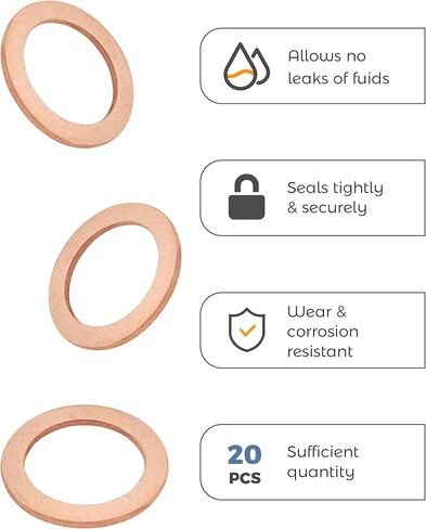 Oil Drain Plug Gasket,Car Accessories 14mm Crush Washer Oil Drain Plug,Copper Oil Crush Washer,Automotive Replacement Oil Sealing Gaskets,Replace #007603-014106 007603014106 (10pcs) in Saudi Arabia