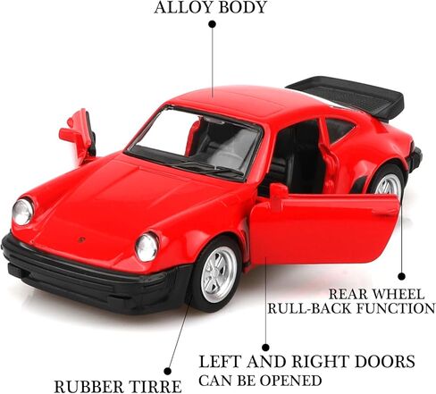TOKAXI 1/36 مقياس 1978 بورش 911 تروبو دييكاست نماذج السيارات، التراجع المركبات بورش 911 لعبة سيارة، سيارات هدايا للبنين بنات أحمر in Kuwait