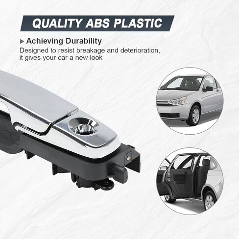 Front Left Driver Side Exterior Door Handle with Bracket Compatible with Ford Focus 2008 2009 2010 2011 Replacement for 8S4Z-5422404-AA (Chrome) in Saudi Arabia