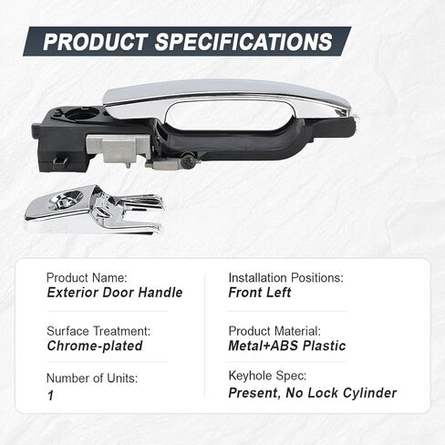 Front Left Driver Side Exterior Door Handle with Bracket Compatible with Ford Focus 2008 2009 2010 2011 Replacement for 8S4Z-5422404-AA (Chrome) in Saudi Arabia