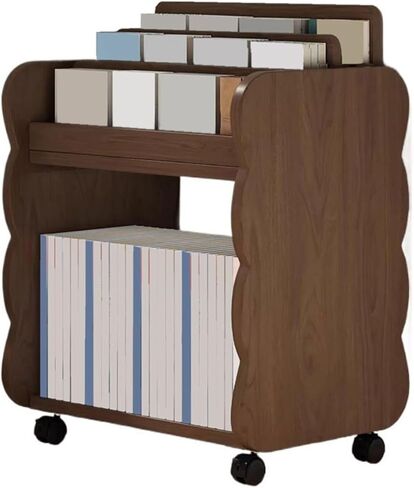 Bookcase Mobile Bookshelf with Pulley Home Multi-Functional Density Board Floor Storage Rack Modern in Saudi Arabia