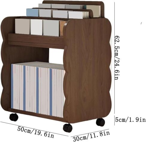 Bookcase Mobile Bookshelf with Pulley Home Multi-Functional Density Board Floor Storage Rack Modern in Saudi Arabia