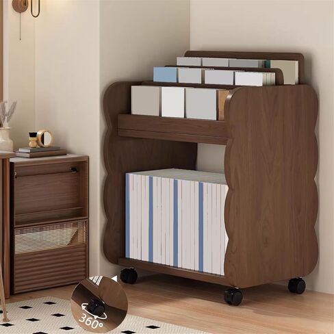 Bookcase Mobile Bookshelf with Pulley Home Multi-Functional Density Board Floor Storage Rack Modern in Saudi Arabia