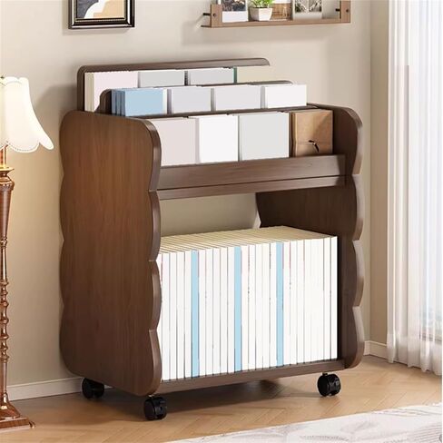 Bookcase Mobile Bookshelf with Pulley Home Multi-Functional Density Board Floor Storage Rack Modern in Saudi Arabia