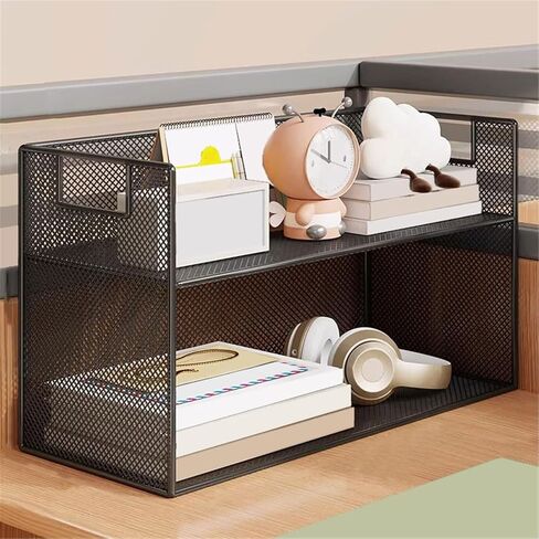Bookcase Desk Organizer Rack Double Layer Iron Bookshelf for Home Dormitory Modern in Saudi Arabia