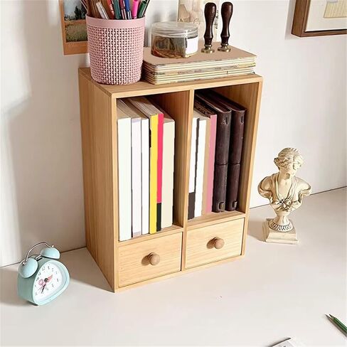 Bookcase Double Drawers Desktop Bookshelf Office Dormitory Minimalism Wooden Storag Rack Modern in Saudi Arabia
