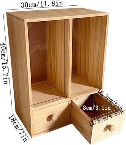 Bookcase Double Drawers Desktop Bookshelf Office Dormitory Minimalism Wooden Storag Rack Modern in Saudi Arabia
