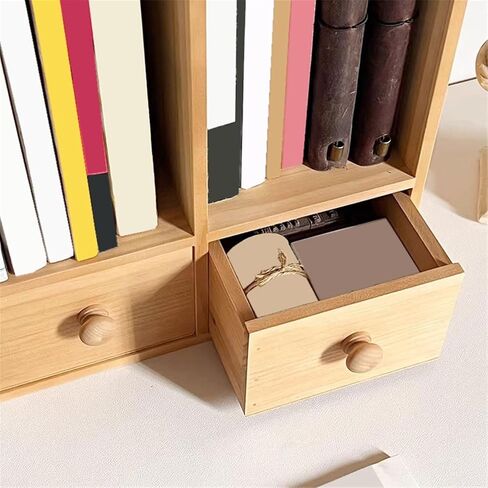 Bookcase Double Drawers Desktop Bookshelf Office Dormitory Minimalism Wooden Storag Rack Modern in Saudi Arabia