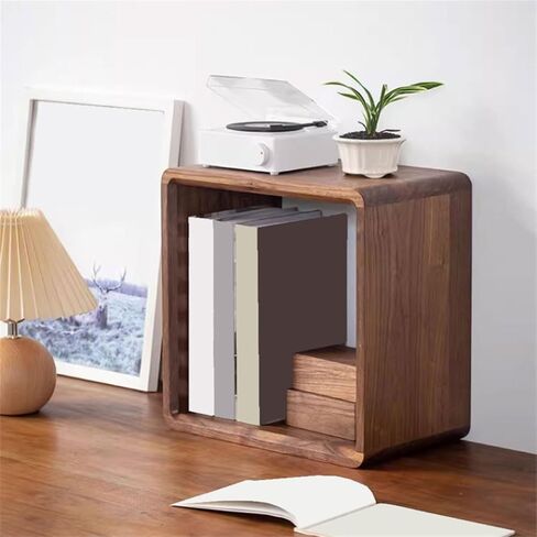 Bookcase Table Top Black Walnut Wood Bookshelf Hollow Square Holder Stand for Kitchen Bedside Office Modern in Saudi Arabia