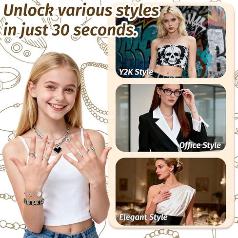 SMUOBT Jewelry Box with Jewelry Set for Women Men - Large Multi-Layer Jewelry Organizer Storage Case with Drawers, Necklace Bracelet Hoop/Stud Earrings Rings Gift Set for Her Him, Unique Birthday Party Gift (Gold/Black Silver) in Saudi Arabia