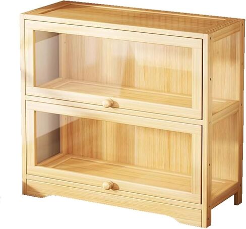 Bookcase Desktop Wooden Bookshelf Countertop Storage Cabinet Acrylic Door Display Case Showcase Modern in Saudi Arabia