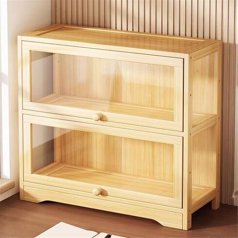 Bookcase Desktop Wooden Bookshelf Countertop Storage Cabinet Acrylic Door Display Case Showcase Modern in Saudi Arabia