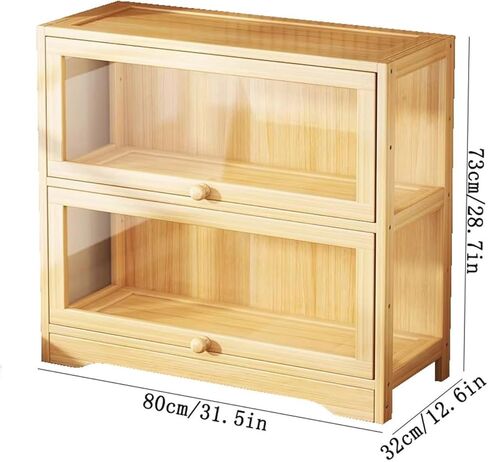 Bookcase Desktop Wooden Bookshelf Countertop Storage Cabinet Acrylic Door Display Case Showcase Modern in Saudi Arabia