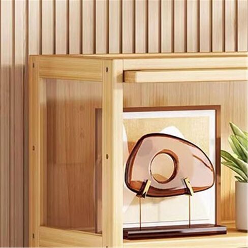 Bookcase Desktop Wooden Bookshelf Countertop Storage Cabinet Acrylic Door Display Case Showcase Modern in Saudi Arabia