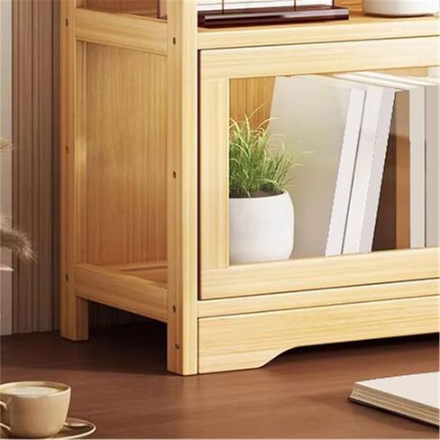 Bookcase Desktop Wooden Bookshelf Countertop Storage Cabinet Acrylic Door Display Case Showcase Modern in Saudi Arabia
