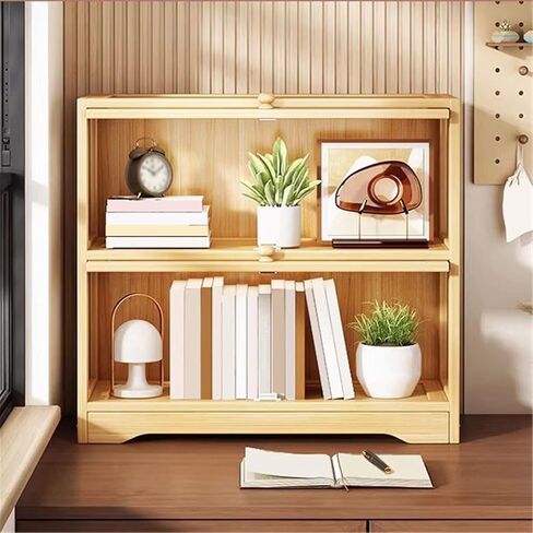 Bookcase Desktop Wooden Bookshelf Countertop Storage Cabinet Acrylic Door Display Case Showcase Modern in Saudi Arabia