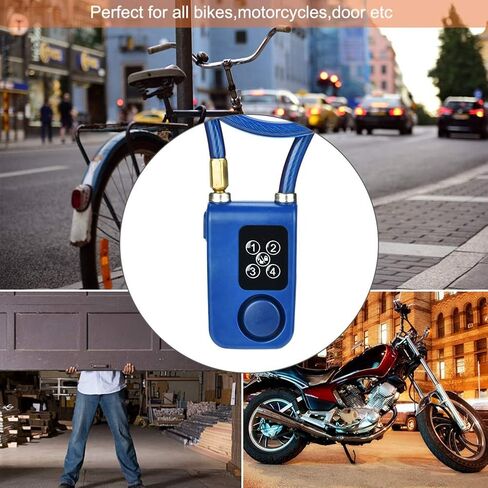 Sonew Smart Keyless Alarm Lock with 110db Alarm IP44 Anti-Theft Chain Lock for Motorcycle/Gate/Gates/Blue in Kuwait