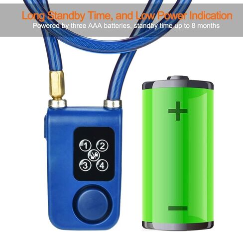 Sonew Smart Keyless Alarm Lock with 110db Alarm IP44 Anti-Theft Chain Lock for Motorcycle/Gate/Gates/Blue in Kuwait