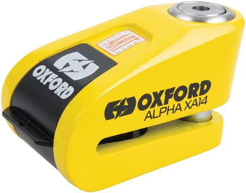 Oxford LK217 Alpha XA14 Alarm Disc Lock (14mm pin) Yellow Black in Kuwait