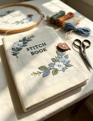 Roofo Embroidery Stitch Book Kit for Beginners, DIY Hand Sewing Embroidery Book 8×6" Starter Set for Adults & Kids,Cross Stitch Kits with Colors Threads and Tools&Video Tutorials in Saudi Arabia