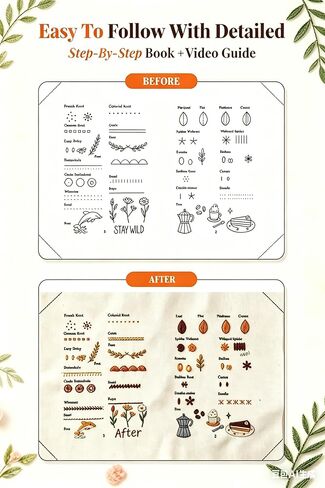 Roofo Embroidery Stitch Book Kit for Beginners, DIY Hand Sewing Embroidery Book 8×6" Starter Set for Adults & Kids,Cross Stitch Kits with Colors Threads and Tools&Video Tutorials in Saudi Arabia