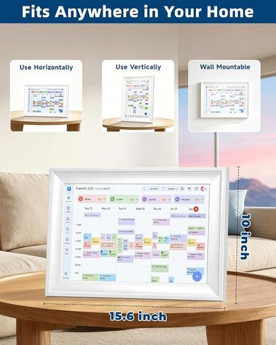 15.6in Digital Calendar for Family, Smart Touchscreen Wall Planner with Chore Chart,Meal Planner&Digital Photo Frame, No Subscription,Syncs with Google Calendar iCloud Outlook,Wall and Desk Mountable in Kuwait
