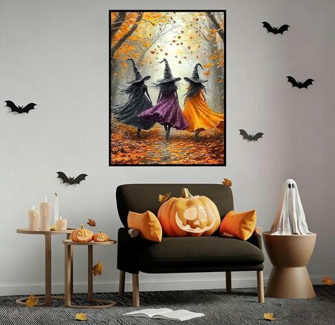Diamond Art Kits for Adults, 5D Full Drill Fall Diamond Painting Kit, Easy DIY for Beginners, Relaxing Arts and Crafts, Home Decor & Gift, 12x16 Inch(Three Fall Forest Witches) in Kuwait