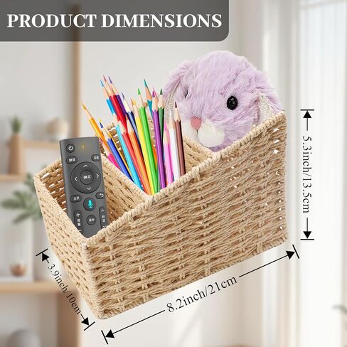 3 Slots Table Desk Organizer Caddy, Rustic Farmhouse Remote Control Holder Makeup Brush Holder for Living Room, Vanity, Office, Bedroom Shelf (8.2x3.9x5.3in) in Kuwait
