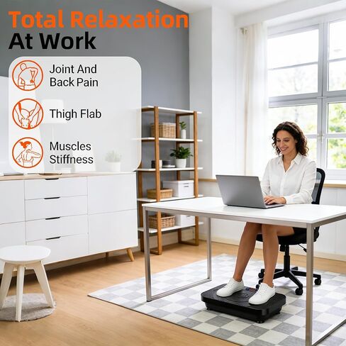 Vibration Plate Exercise Machine, PBYRD Portable Full Body Vibration Platform for Lymphatic Drainage, 9 Preset Auto Mode, Fitness Board for Weight Loss Shaping, with Resistance Bands, 99 Levels in Saudi Arabia