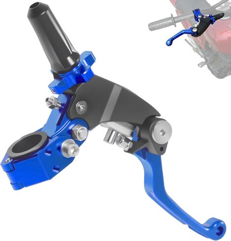 7/8" 22mm Motorcycle Clutch Lever CNC Universal 360° Foldable Breakaway Clutch Handle with Mounting Seat for Motorcycle Street Sport Pit Dirt Bike Scooter ATVs (Blue, Three Finger Clutch Lever) in Saudi Arabia