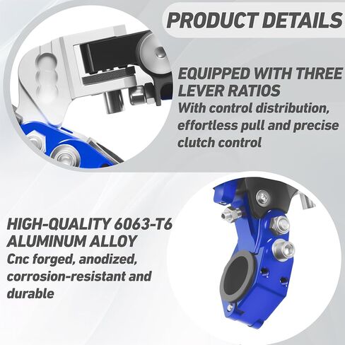 7/8" 22mm Motorcycle Clutch Lever CNC Universal 360° Foldable Breakaway Clutch Handle with Mounting Seat for Motorcycle Street Sport Pit Dirt Bike Scooter ATVs (Blue, Three Finger Clutch Lever) in Saudi Arabia