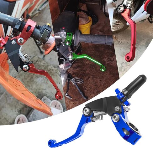 7/8" 22mm Motorcycle Clutch Lever CNC Universal 360° Foldable Breakaway Clutch Handle with Mounting Seat for Motorcycle Street Sport Pit Dirt Bike Scooter ATVs (Blue, Three Finger Clutch Lever) in Saudi Arabia