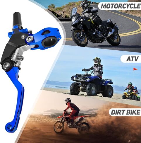 7/8" 22mm Motorcycle Clutch Lever CNC Universal 360° Foldable Breakaway Clutch Handle with Mounting Seat for Motorcycle Street Sport Pit Dirt Bike Scooter ATVs (Blue, Three Finger Clutch Lever) in Saudi Arabia