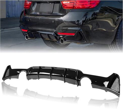 Rear Diffuser Compatible with 2014-2020 BMW 4 Series F32 F33 F36 M-Performance Style, Gloss Black Rear Bumper Lower Lip Splitter Double Exhaust One Outlet in Saudi Arabia