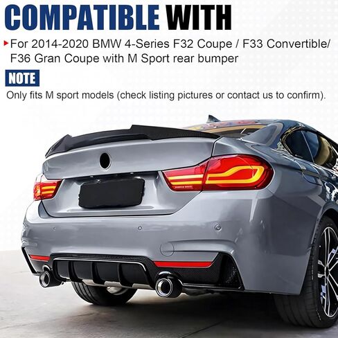 Rear Diffuser Compatible with 2014-2020 BMW 4 Series F32 F33 F36 M-Performance Style, Gloss Black Rear Bumper Lower Lip Splitter Double Exhaust One Outlet in Saudi Arabia