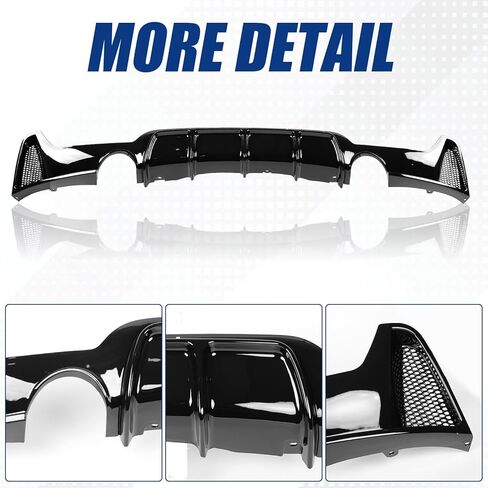 Rear Diffuser Compatible with 2014-2020 BMW 4 Series F32 F33 F36 M-Performance Style, Gloss Black Rear Bumper Lower Lip Splitter Double Exhaust One Outlet in Saudi Arabia