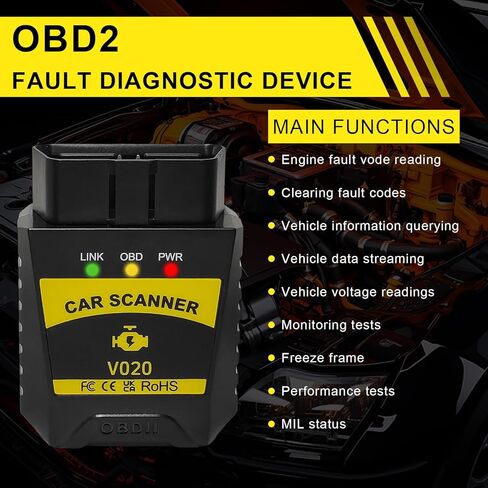 Bluetooth OBD2 Scanner, Wireless Auto Diagnostic Scan Tool Code Reader, OBDII Scanner with Exclusive App to Clear/Reset Vehicle Engine Error Code Fits Most Vehicles in Saudi Arabia