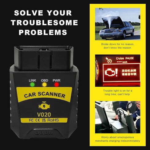 Bluetooth OBD2 Scanner, Wireless Auto Diagnostic Scan Tool Code Reader, OBDII Scanner with Exclusive App to Clear/Reset Vehicle Engine Error Code Fits Most Vehicles in Saudi Arabia