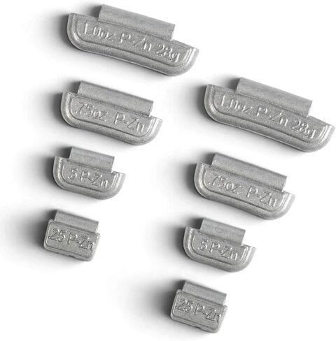 MIKKUPPA 100Pcs P Type Wheel Weights - Zinc Clip on Wheel Weights Assortment, 0.25oz, 0.5oz, 0.75oz, 1.0oz, 25Pcs for Each Style in Kuwait