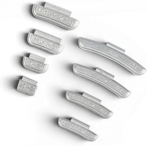 MIKKUPPA 100Pcs P Type Wheel Weights - Zinc Clip on Wheel Weights Assortment, 0.25oz, 0.5oz, 0.75oz, 1.0oz, 25Pcs for Each Style in Kuwait