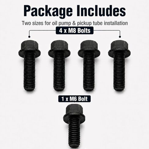 Oil Pump & Pickup Tube Bolt Kit Compatible with GM LS Series Engines 1997-2014, Fits LS1 LS2 LS3 LS6 LQ4 LM7 4.8L 5.3L 5.7L 6.0L 6.2L, Includes 4 M8-25mm Bolts and 1 M6-20mm Bolt in Saudi Arabia