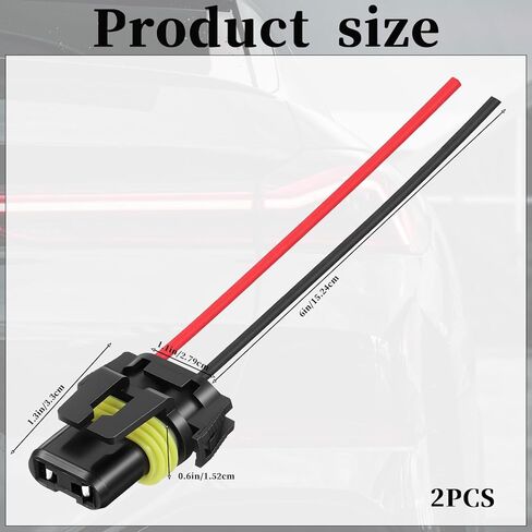 2PCS Headlight Wiring Harness 9005 9006 HB3 HB4 Headlight Connector Female Adapter Wiring Harness Sockets Wire, Nylon Pigtail Wire Connector for Headlights Fog Light, Car Accessories in Kuwait