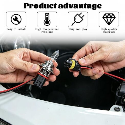 2PCS Headlight Wiring Harness 9005 9006 HB3 HB4 Headlight Connector Female Adapter Wiring Harness Sockets Wire, Nylon Pigtail Wire Connector for Headlights Fog Light, Car Accessories in Kuwait