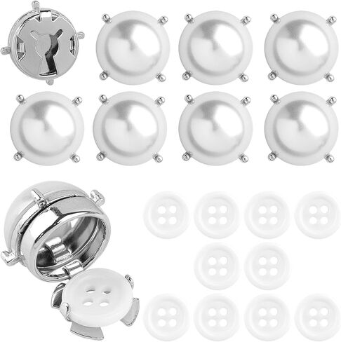 Framendino, 8 Sets Pearl Button Covers for Women Blouses with 10 Pack 11.5MM/0.43" Sewing Buttons for Shirt DIY Craft Decoration in Kuwait