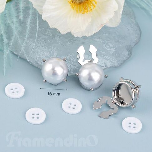 Framendino, 8 Sets Pearl Button Covers for Women Blouses with 10 Pack 11.5MM/0.43" Sewing Buttons for Shirt DIY Craft Decoration in Kuwait
