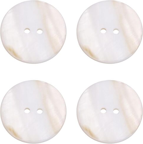 MECCANIXITY 4Pcs Round Natural Shell Buttons,25mm 2 Holes Mother of Pearl Craft Seashell Sewing Buttons for Clothes Shirts Dresses Sewing DIY Craft Making,Porcelain White in Kuwait