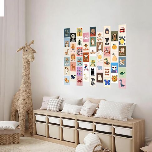 Aroutde 50Pcs Playroom Decor Funny Cartoon Animal Posters Toddler Boy Wall Decor Inspirational Quotes Prints Colorful Printing for Kids Playroom Bedroom Decoration 4x6 Inch in Saudi Arabia