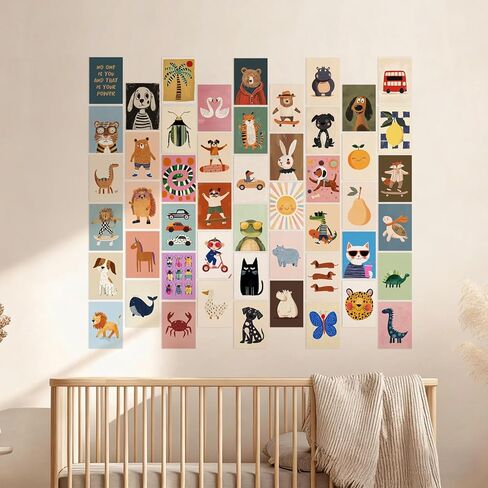 Aroutde 50Pcs Playroom Decor Funny Cartoon Animal Posters Toddler Boy Wall Decor Inspirational Quotes Prints Colorful Printing for Kids Playroom Bedroom Decoration 4x6 Inch in Saudi Arabia
