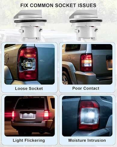 2 Pack Turn Signal Brake Tail Light Bulb Socket Fit for Jeep Liberty 2005-2007 Replace 55157302AA, 3757 Dual Filament Light Socket Holder in Saudi Arabia